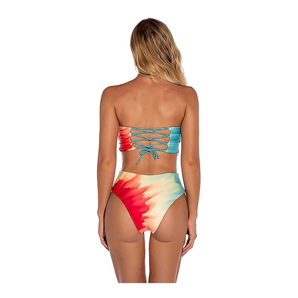 Bandeau Bikini Sets für Damen Trägerlos Hoch tailliert Zwei Stück - Trendige Frauen Schwimmanzüge