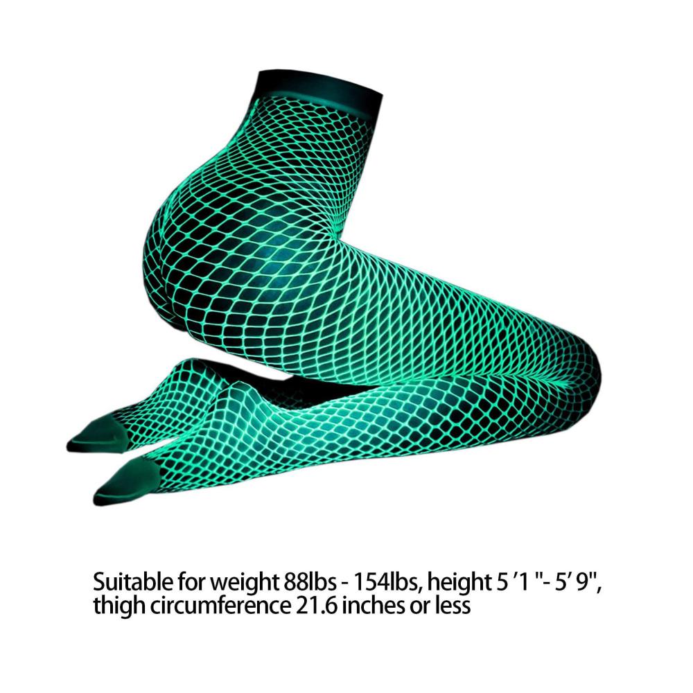 Leuchtende Fischnetz-Leggings für Damen - Glow Tights und Netzstrumpfhose im Dunkeln | Povanjer Glow Socken inklusive - Ideale Netzstrümpfe für einen leuchtenden Auftritt