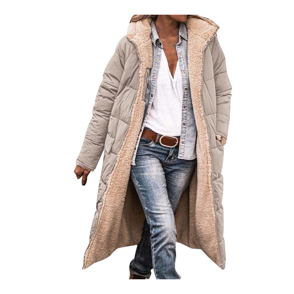 Wintermantel Damen - Reversibel & Steppjacke Lange Ärmel Outdoorjacke Fleecejacke - Große Größen