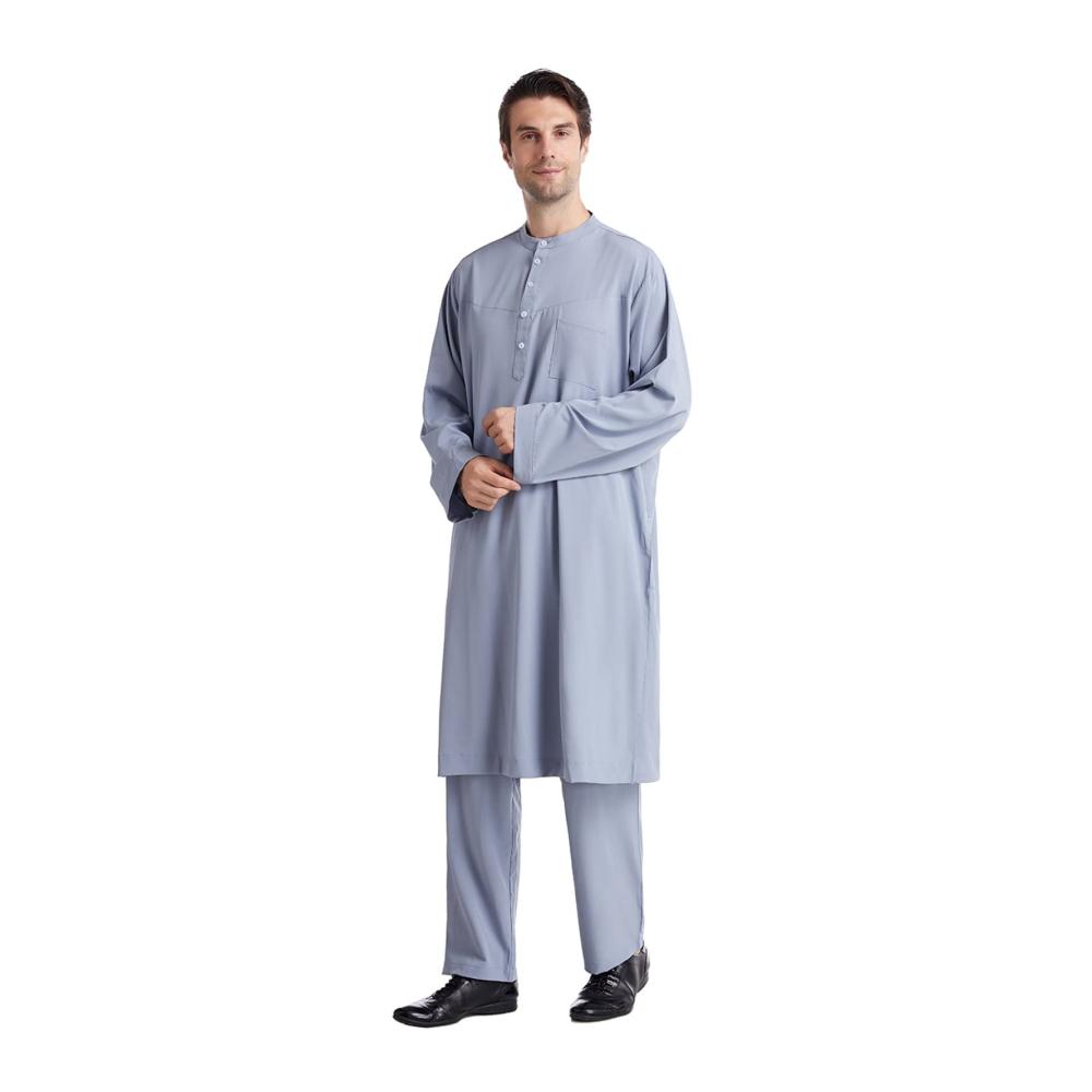 Bademäntel MNSWR Herren Zweiteiliges Set mit Muslimischer Robenhose O-Ausschnitt Sweatjacke Retro Gebetskleidung - Lässig und Stilvoll