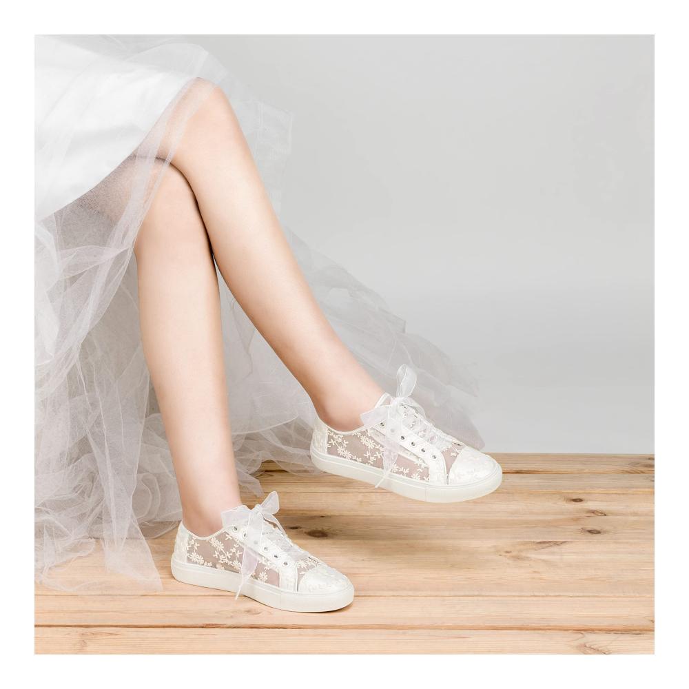 Hochzeits-Sneaker 8835 mit Spitze – Braut Tennisschuhe in bequemen Flats für die perfekte Hochzeit