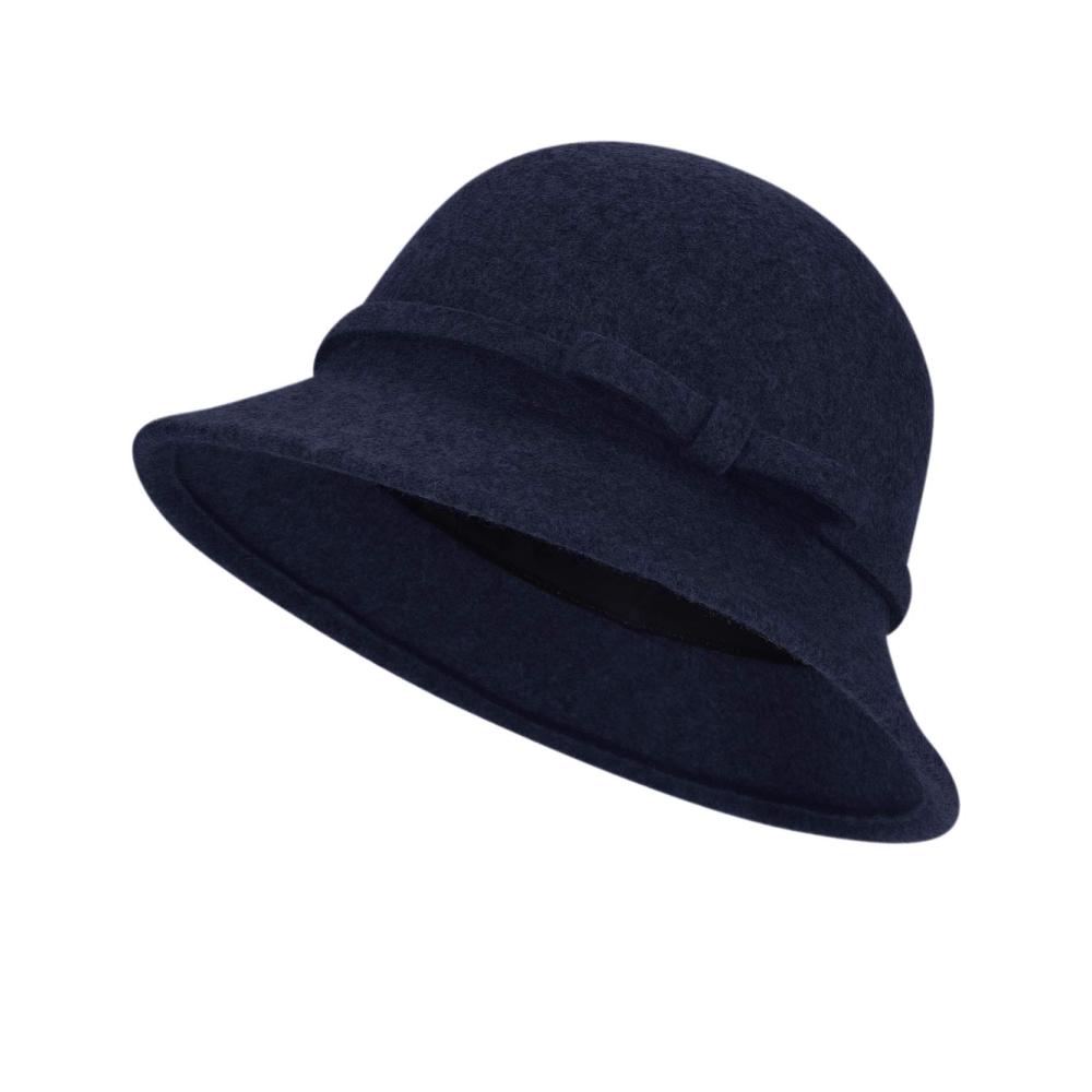 Vintage Glockenhut aus Wolle für Damen - Eleganter Filzhut für den Winter mit Schleife - Klassischer Schlapphut für Reisen und Freizeit