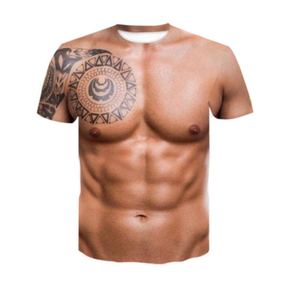 3D Muskel Tattoo T-Shirt für Männer - Starall Kurzarm mit Digitaldruck