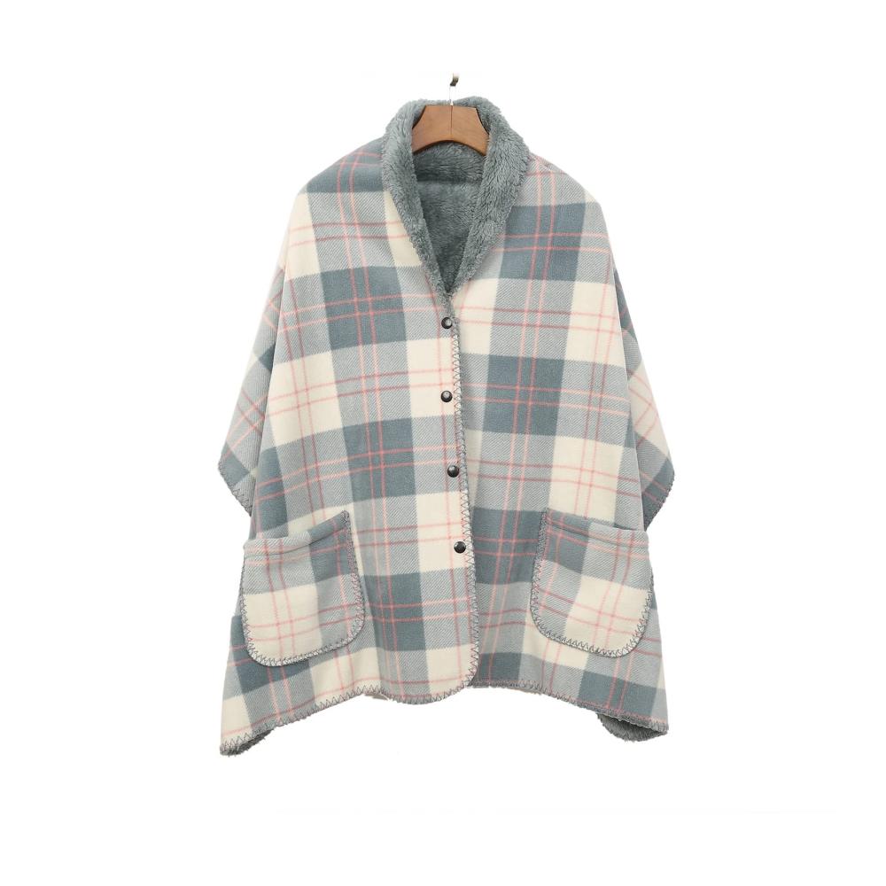 Strick Ponchos & Capes Tragbare Fleece-Decke mit Knöpfen ärmellose Plüschdecke für Frauen - Sofa-Cape für Kinder und Erwachsene - Geschenk für Frauen
