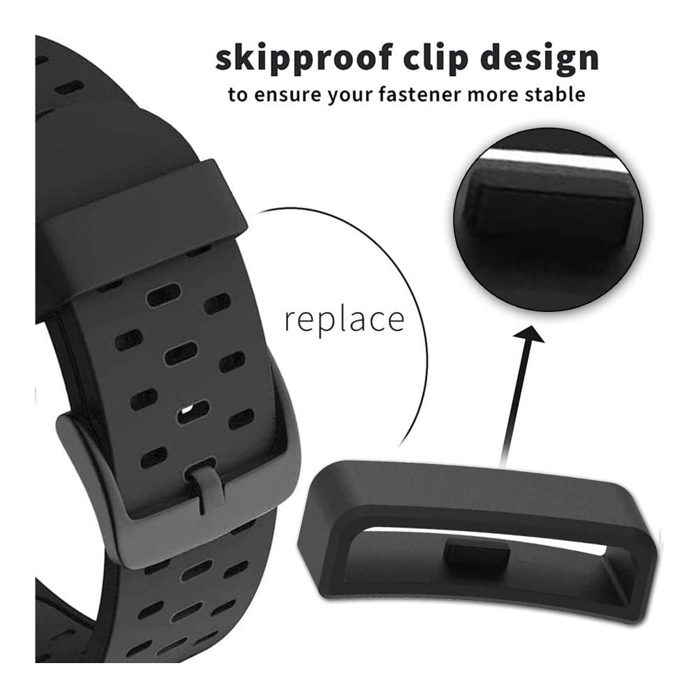 10er Pack Uhrenarmband Schlaufen - Ersatzringe für sicheren Halt Schwarz Bewegliche Ringpositionierungsschnalle - Geeignet für Huami Samsung Huawei Mi - 22 mm