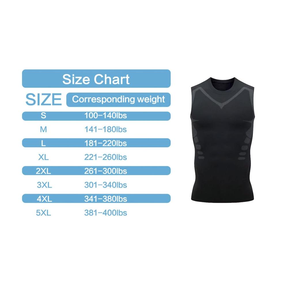 Herren Kompressionsunterhemd XL in Schwarz - Hochleistungs-Shapingweste aus Ice-Silk Atmungsaktiv & Komfortabel - 2023 Neuversion