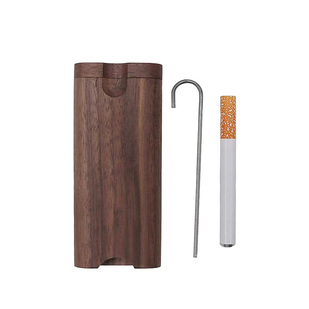 Mini One-Hitter Holz Dugout - Verstecktes Zigarettenetui mit Keramikpfeife und Tabak-Aufbewahrung