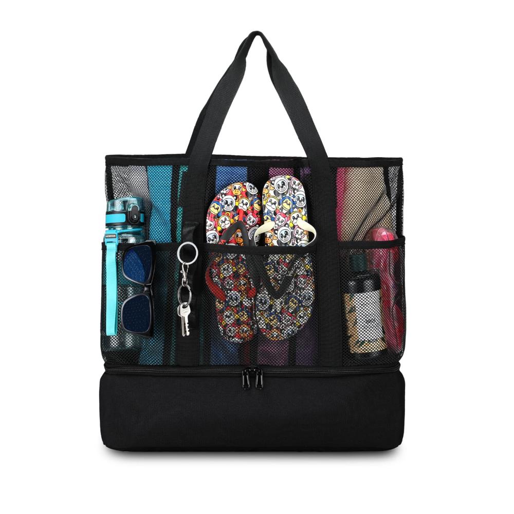 Große faltbare Strandtasche mit 8 Taschen - Wasserdichte Kühltasche ideal für Spielzeugaufbewahrung Picknick und Reisen