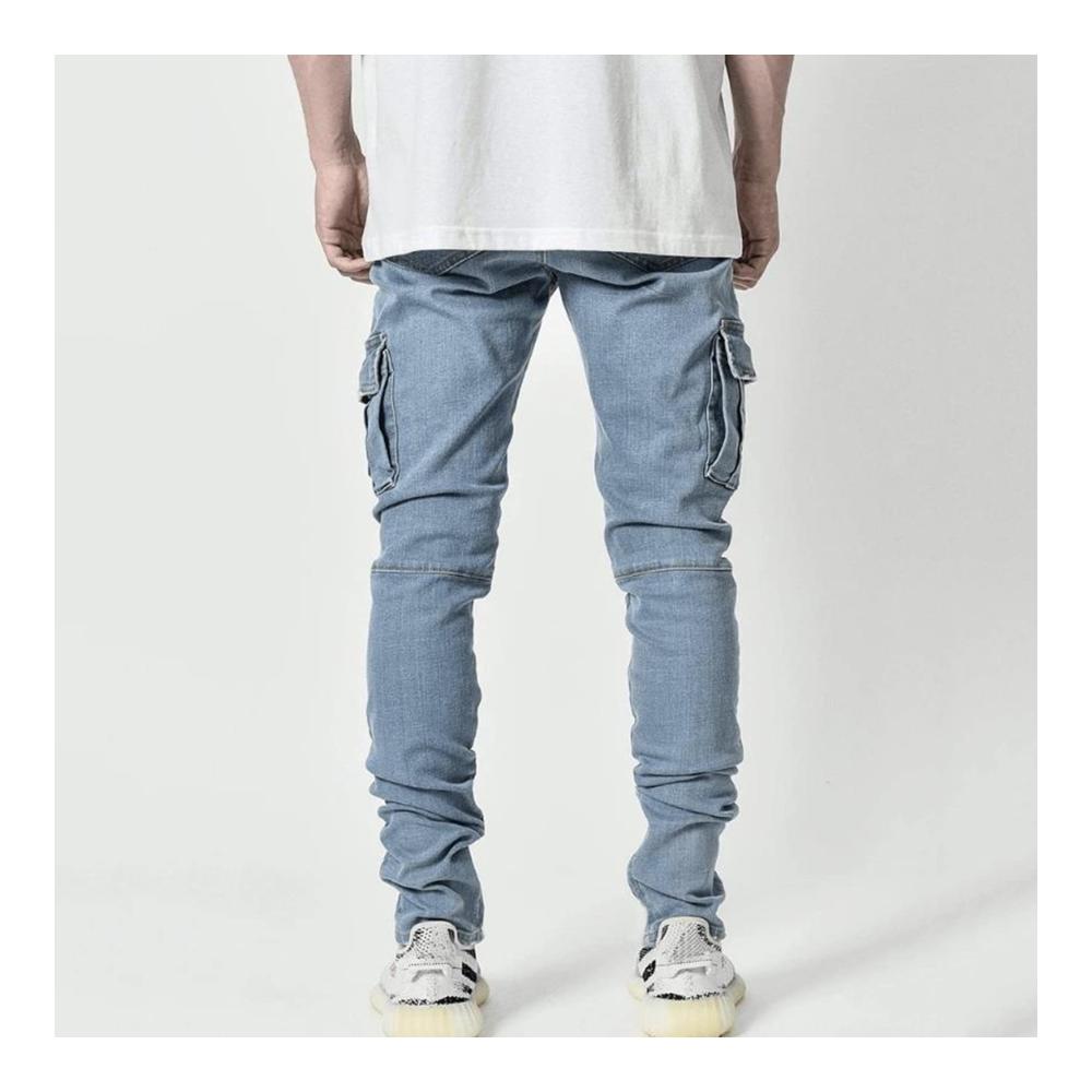 Herren Jeanshose in großen Größen - Stylische Straight Fit Outdoorhose mit Tasche Knöpfen und Slim Fit für bequeme Freizeit