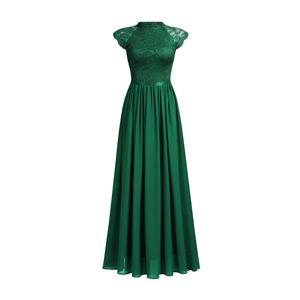 Elegantes Chiffon-Abendkleid für Brautjungfern - Bodenlanges Faltenkleid