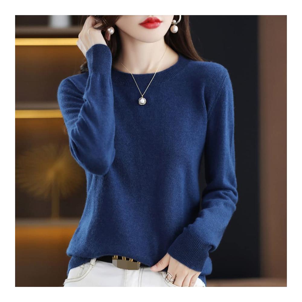 100% Wolle Damenpullover Warme Langarm Kaschmir Strickpullover für den Herbst/Winter - Lässige Oversize Strickpullis