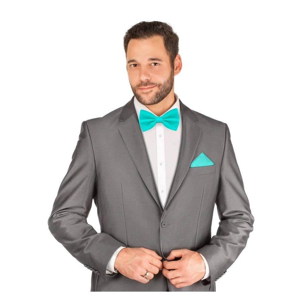 Türkis Fliegen-Set für Hochzeit und Business Krawatte Fliege & Einstecktuch – Schlanker stilvoller Look