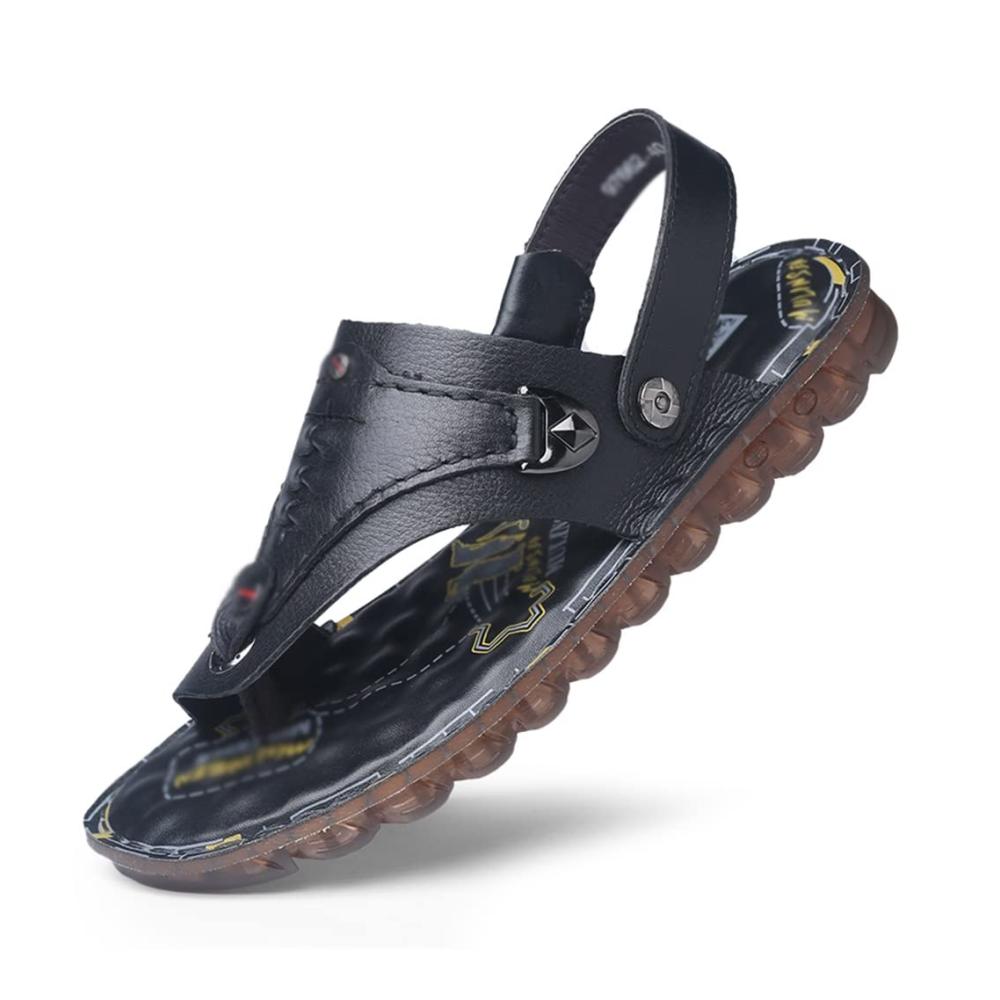 Männer-Leder Flip Flops HZH - Trendige rutschfeste Sandalen für Strand und Zuhause (Größe 41