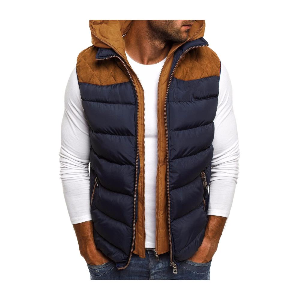 Herren Daunenweste mit Kapuze | Warme Winterjacke Steppweste Puffer mit Reißverschluss | Stehkragen Tasche Ärmellose Softshellweste