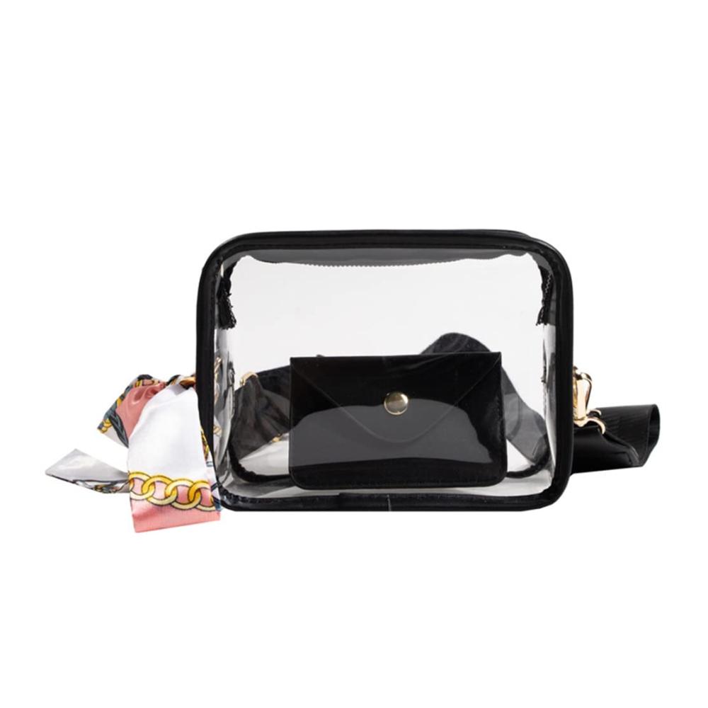 Transparente PVC-Messenger-Bag Quadratische Umhängetasche mit Reißverschluss für Handys und Geldbörsen