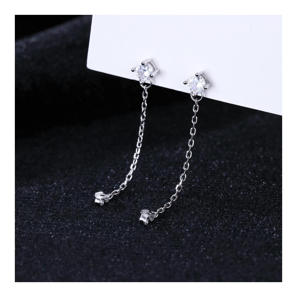 925 Sterling Silber Ketten-Ohrringe für Damen und Mädchen - Elegante Ohrstecker in Kleinformat