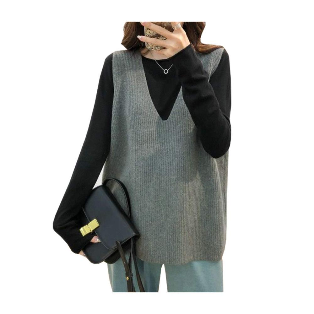 Damen Strickjacke mit Ärmellosem Design für den Frühling und Herbst - V-Ausschnitt Cardigan Vest in modischem Outwear-Look