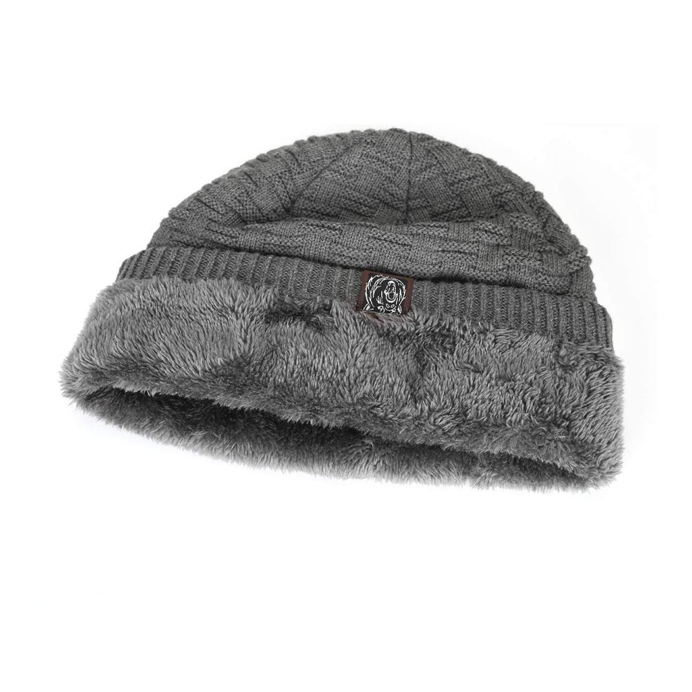 Bequeme Wintermütze mit kuscheligem Teddyfutter und stilvollem Flechtmuster - Ideal für Damen und Herren (Schwarz/Grau