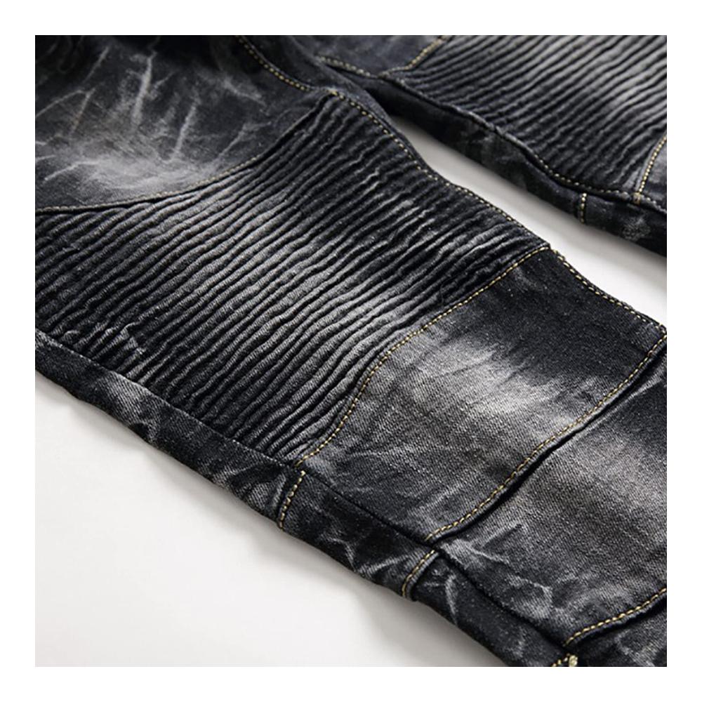 Herren Jogginghosen Lockere Baggy Jeans mit hohem Bund Destroyed-Look elegantem Hausanzug weitem Bein Strandhose Patchwork-Streifen Löchern und Taschen