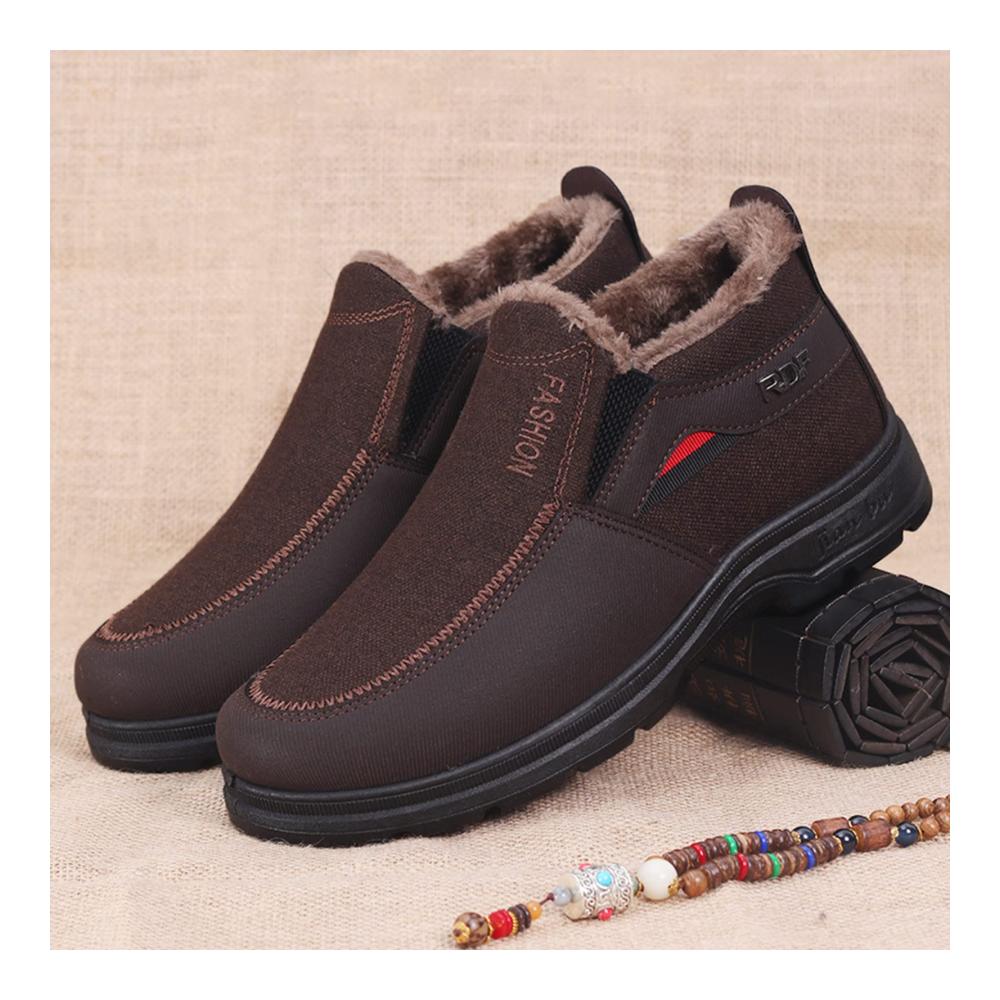 Boxschuhe 2024 Herren Schneestiefel für den Winter mit Runder Zehe Dicker Sohle Schlupf-Design und Atmungsaktivität - Modisch Warm und Bequem