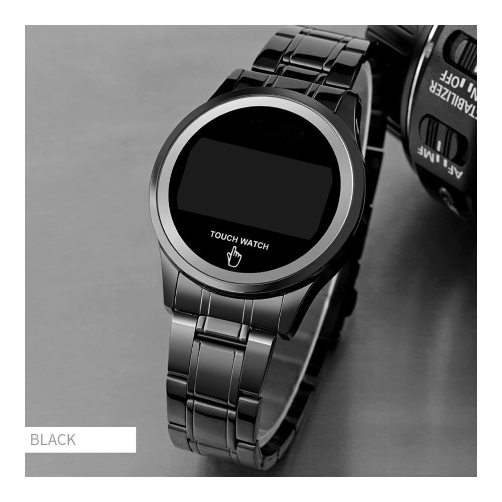 Digitale LED-Touchscreen Damenuhr - Edelstahl in Gold Schwarz & Silber - Elegante Quarzuhr im Business-Stil