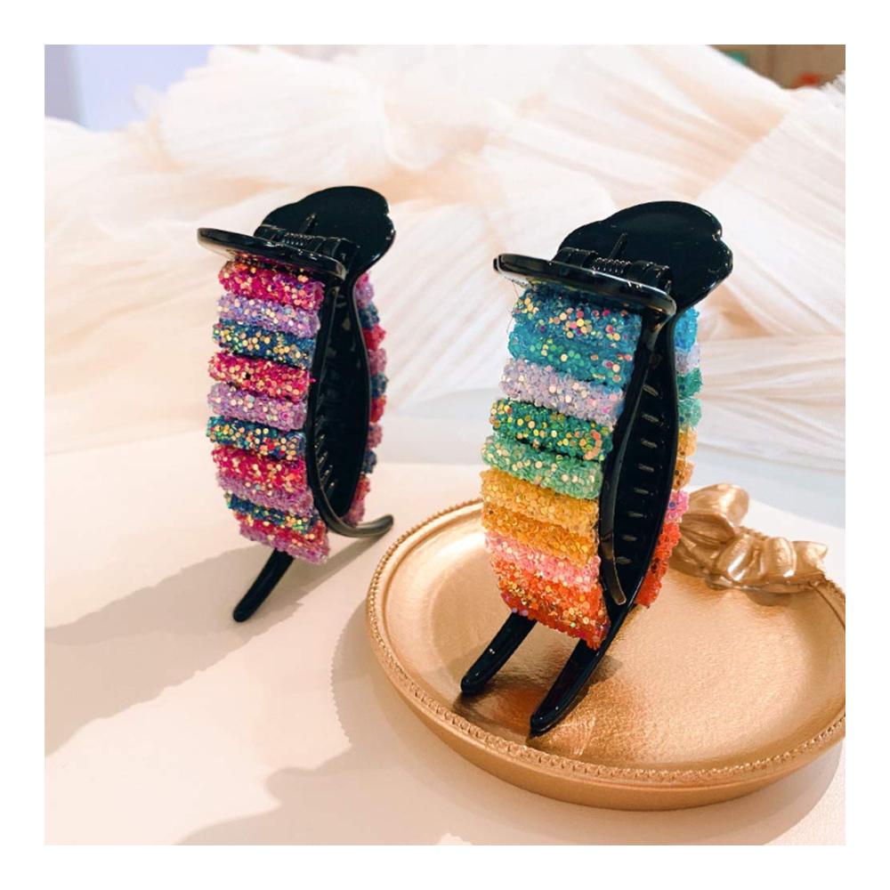 Regenbogen Haarspangen Set – Bunte Haarkrallen und Handgemachte Strass Haarspangen für Mädchen – Süßer Haarschmuck mit Multicolor Design