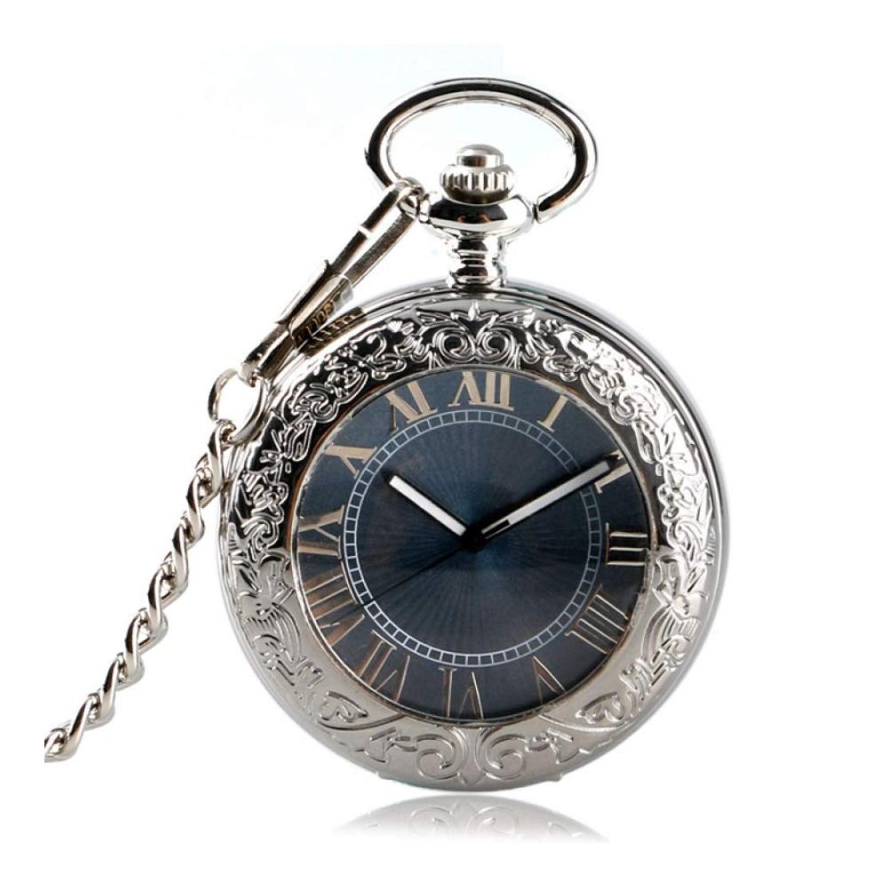 Herren Vintage Taschenuhr - Stilvolles Graues Zifferblatt Automatischer Selbstaufzug Mechanisch SteamPocket Uhr Geschenkuhr für Familie & Dekoration