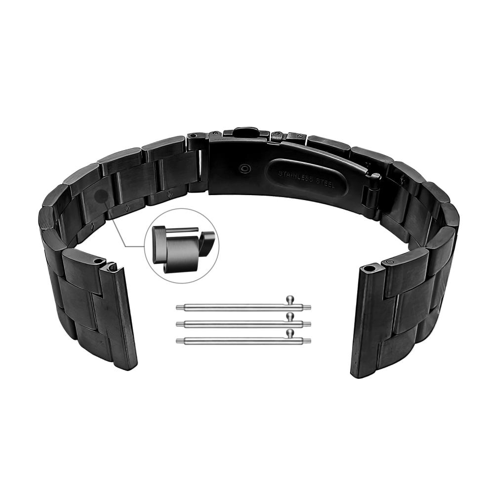 22mm Edelstahl Uhrenarmband - Selbstmontage Werkzeugfrei - Kompatibel mit Samsung Galaxy Watch 3 45mm Galaxy Watch 46mm Gear S3 Huawei Watch GT 2 46mm/Classic - Schwarz