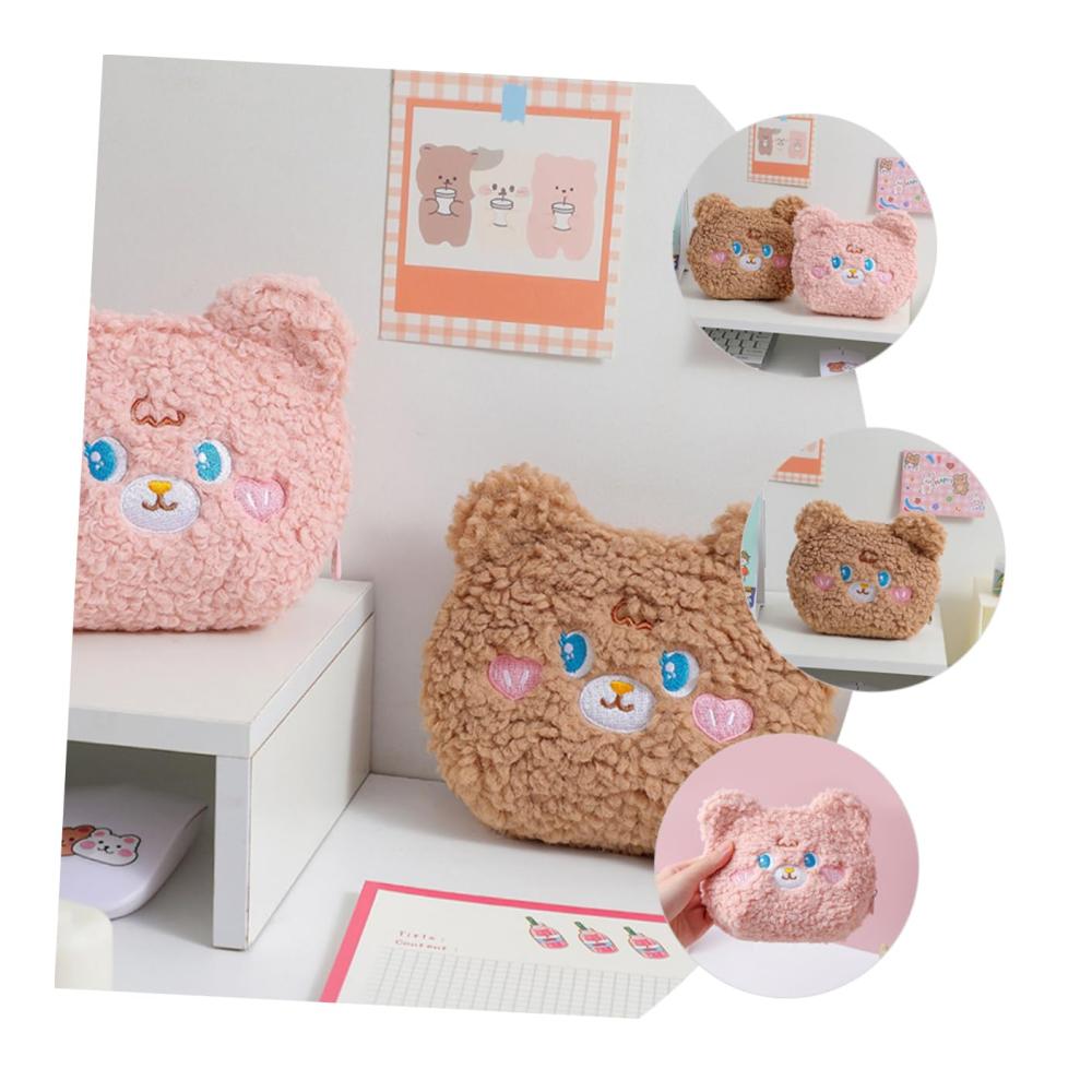 Multifunktionale Geldbörsen-Set Stillkissenhalter Menstruationskissenbeutel Wechselbeutel Flauschiger Make-up-Beutel Cartoon-Kosmetiktasche Münzbörse Studenten Geldbörse – Plüsch Karikatur-Design