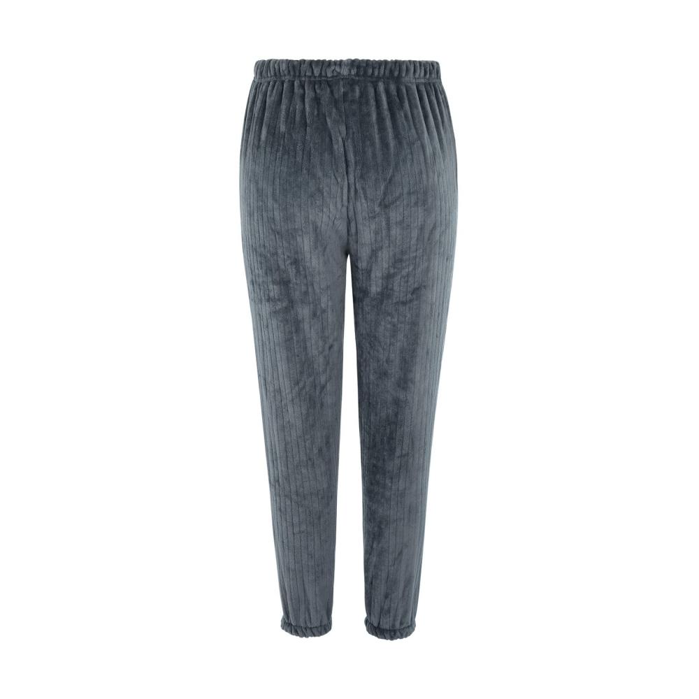 Winter Pyjamahose für Damen – Gemütliche Fleece Schlafanzughose mit Plüsch Warm und Gefüttert Lang und Kuschelig – Grau 1 Größe M